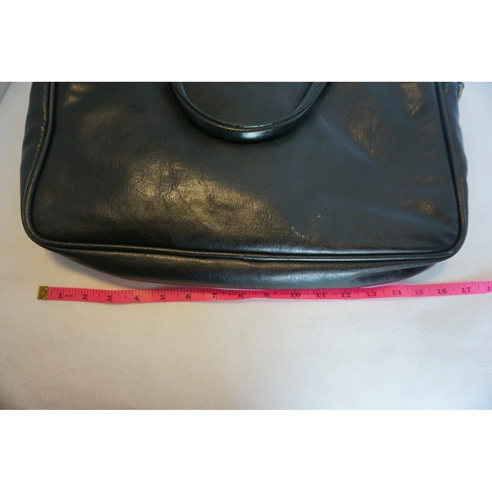 Mercury Luggage Seward Trunk Black Faux Leather Briefcase Attache Bag 8113